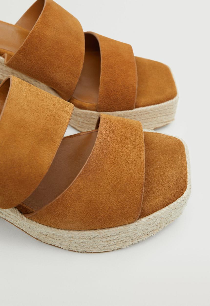 MANGO - Menos leather espadrille mule - medium brown