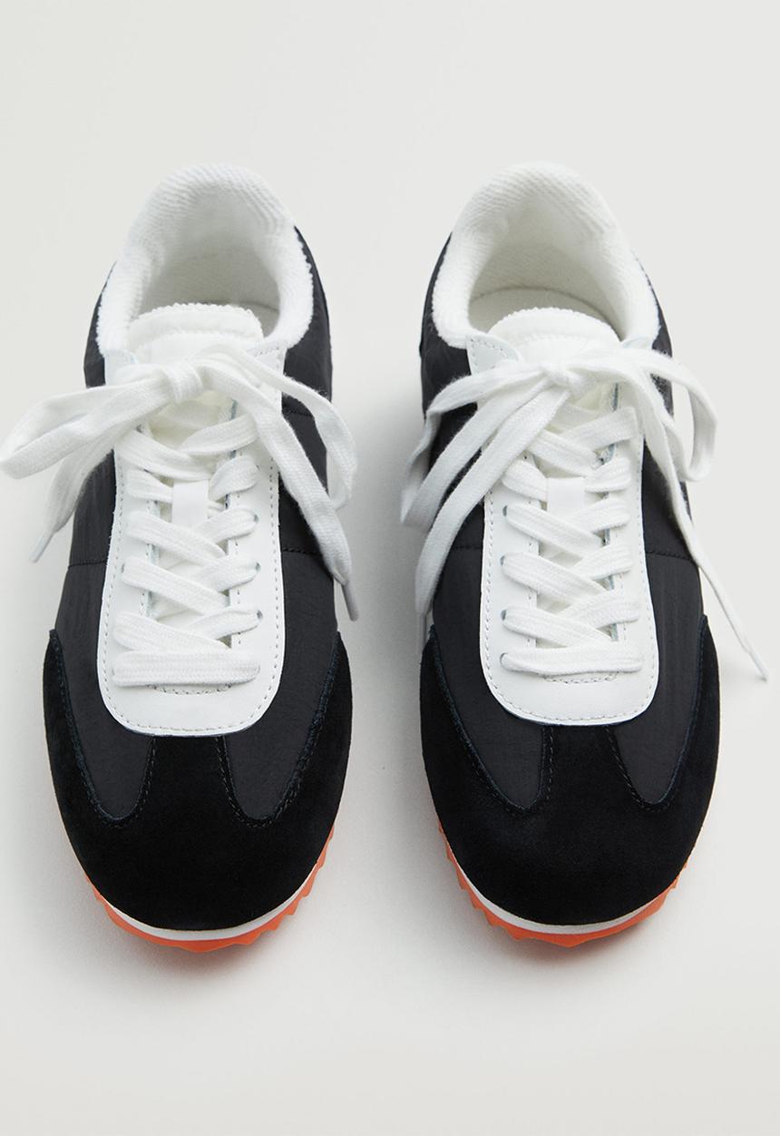 MANGO - Pace leather mix sneaker - black