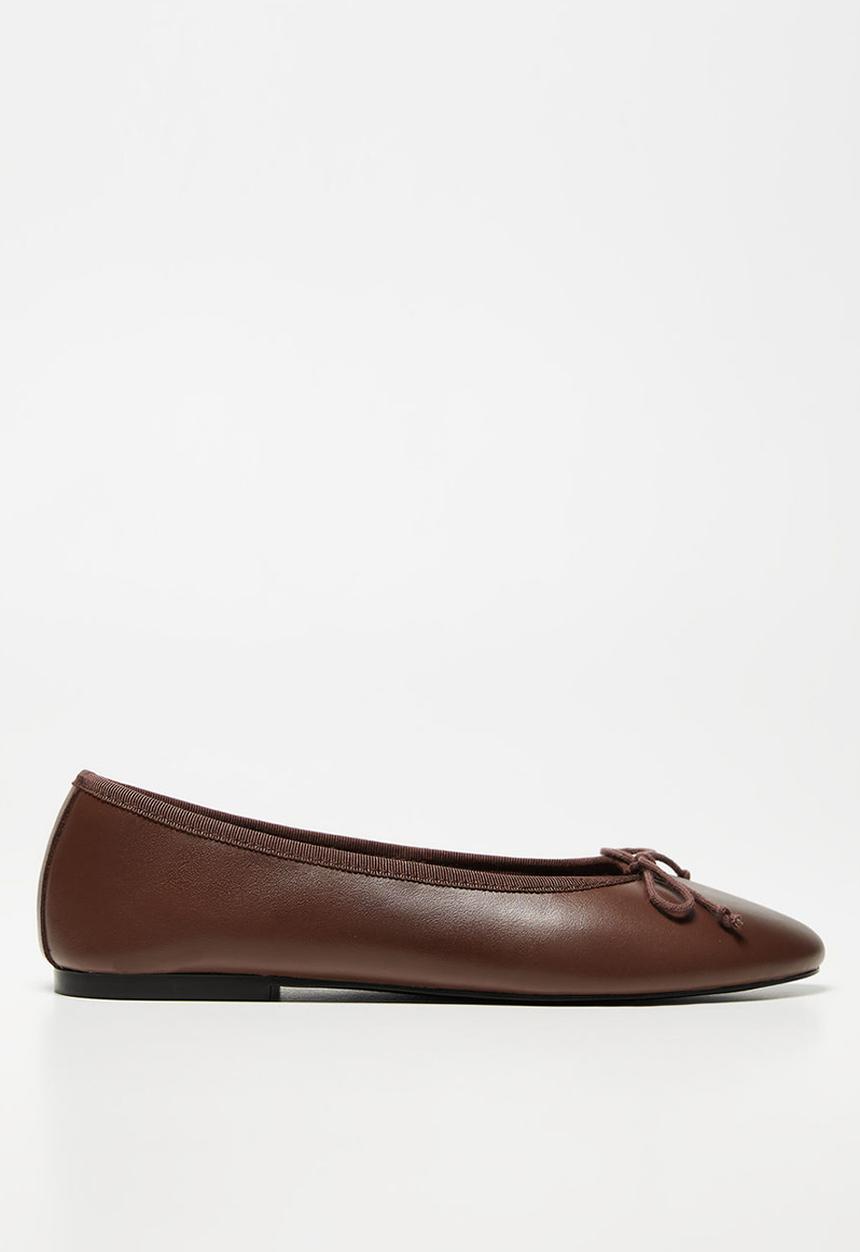 MANGO - Paso leather ballerina - dark brown