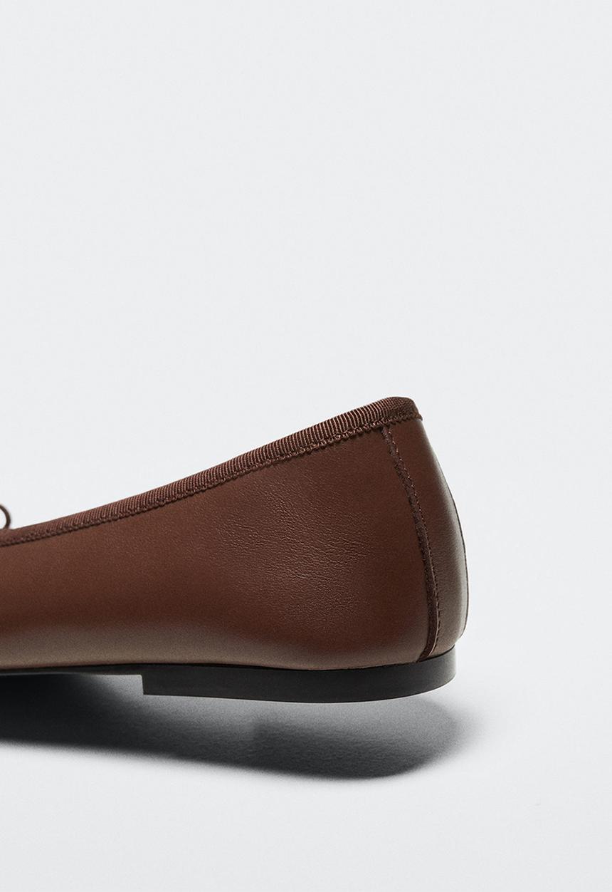 MANGO - Paso leather ballerina - dark brown