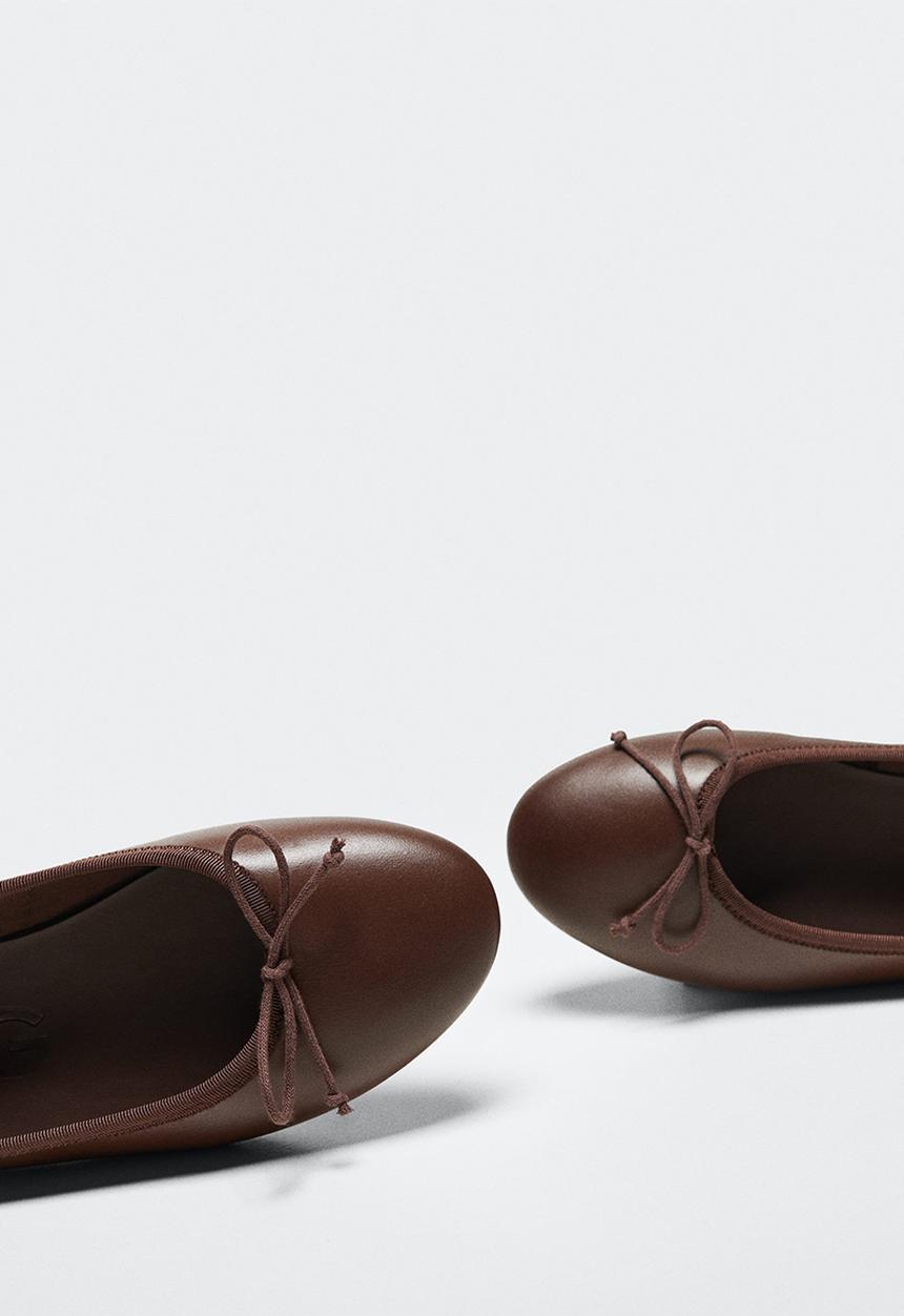 MANGO - Paso leather ballerina - dark brown