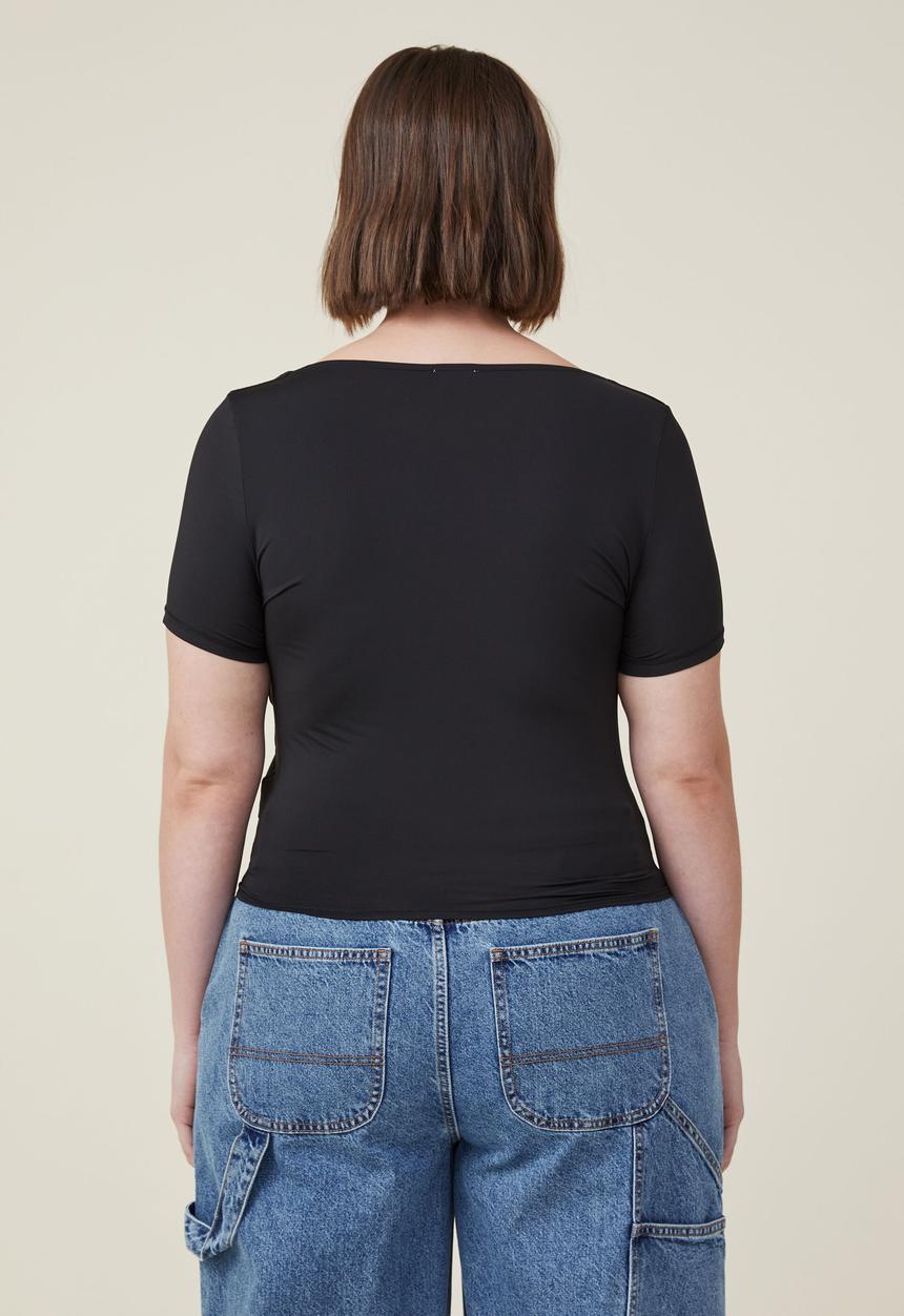 Cotton On - Curve sculpted cap sleeve top - black