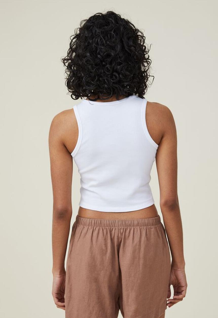 Cotton On - Graphic rib racer tank - almalfi/white