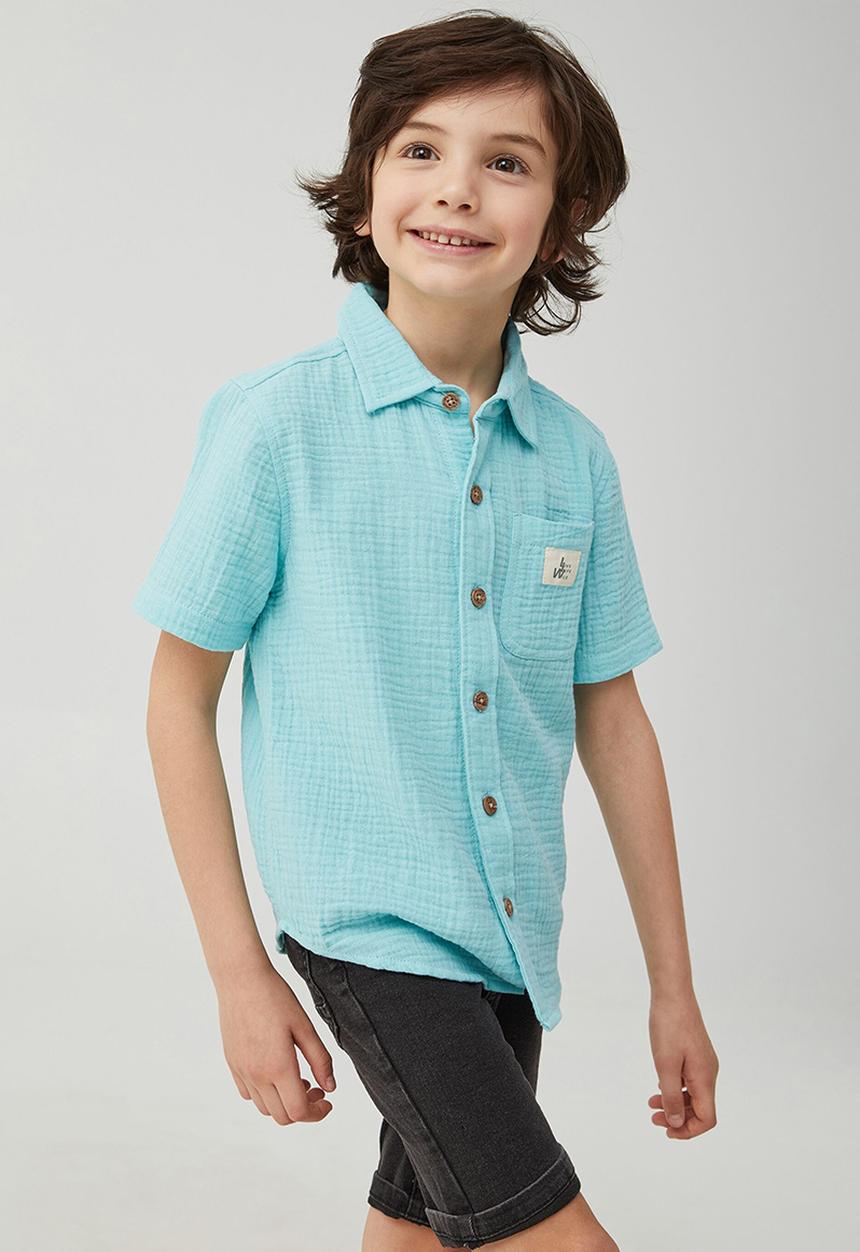Cotton On - Resort short sleeve shirt - heaven blue/cheesecloth