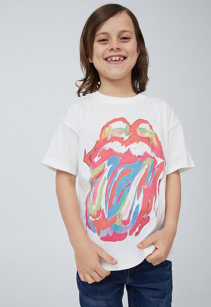 Cotton On - License drop shoulder short sleeve tee - lcn bra vanilla/rolling stones