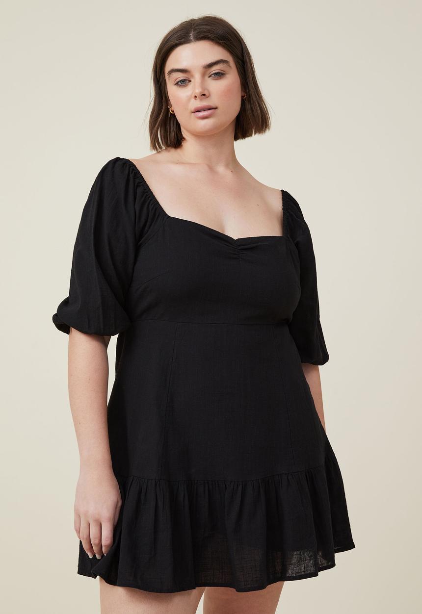 Cotton On - Curve maya full sleeve mini dress - black