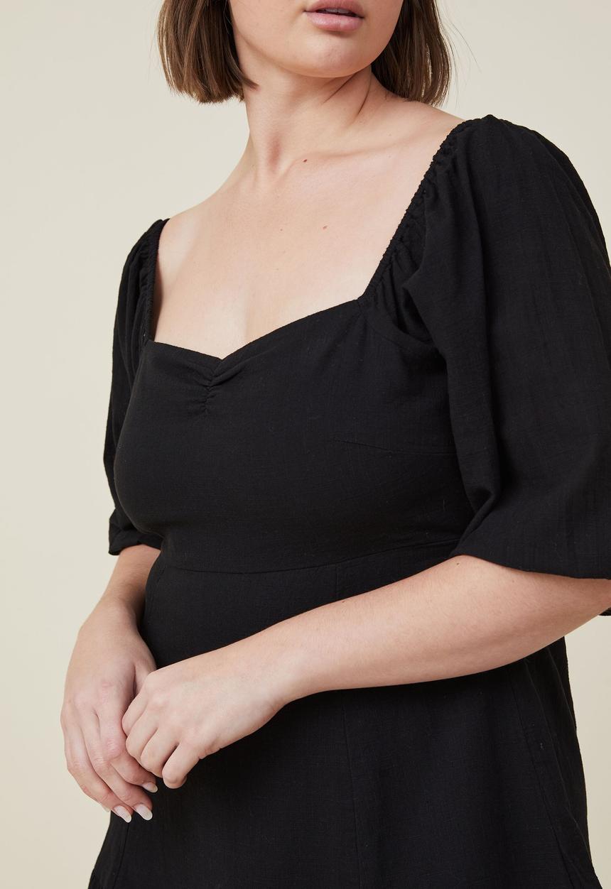 Cotton On - Curve maya full sleeve mini dress - black
