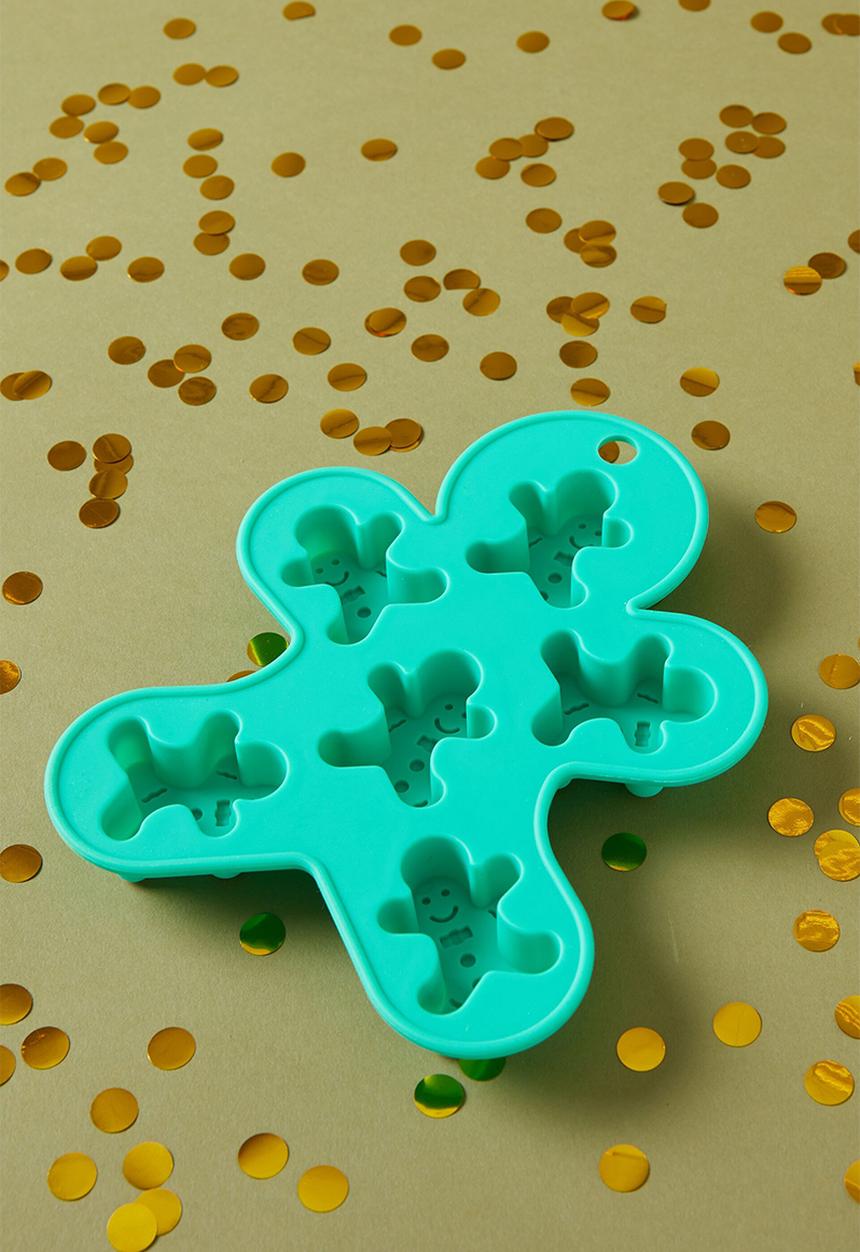 Typo - Shaped ice cube tray - gingerbread person jungle teal