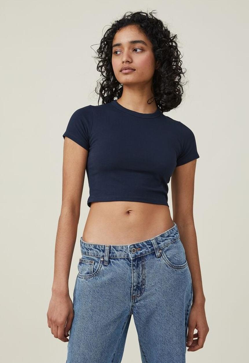 Cotton On - Micro crop tee - ink navy