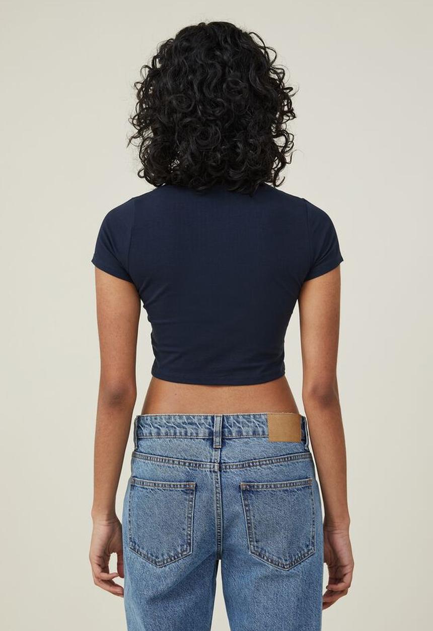 Cotton On - Micro crop tee - ink navy