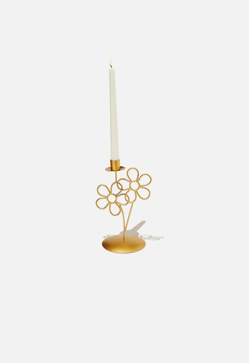 Typo - Metal shaped candle holder - gold daisies