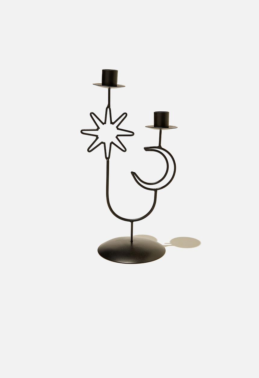 Typo - Metal shaped candle holder - black moon and star