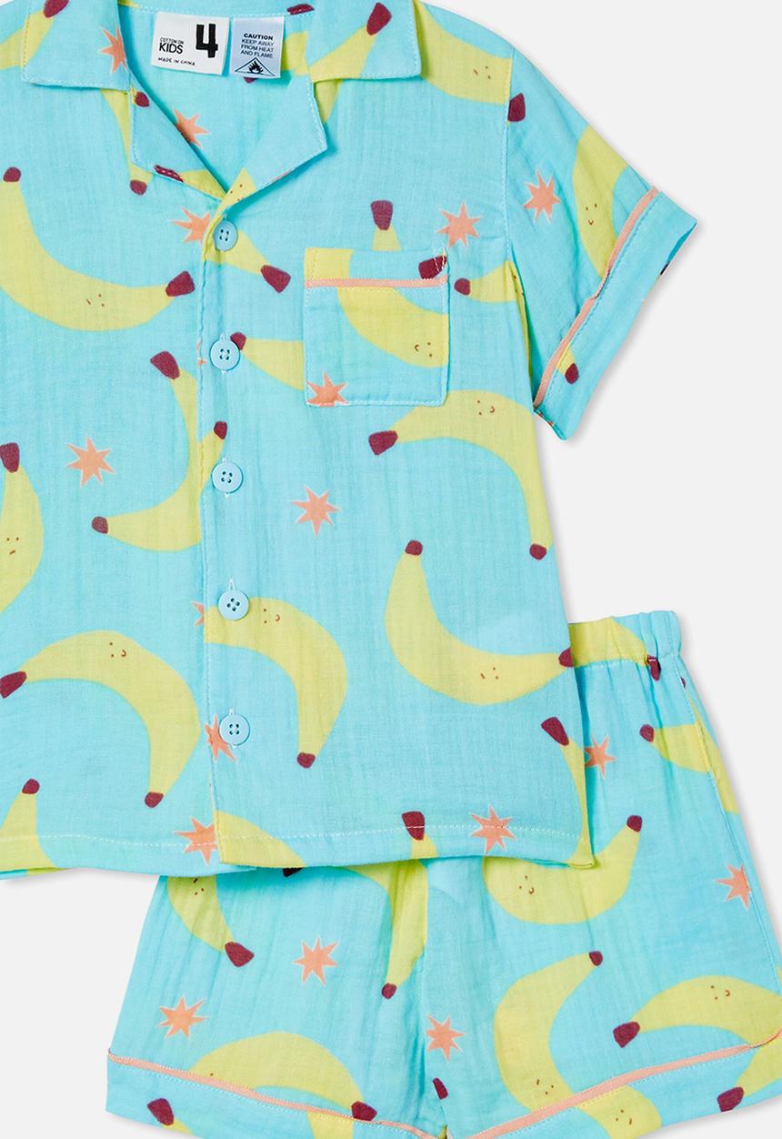 Cotton On - Andre cheesecloth short sleeve pj set - heaven blue