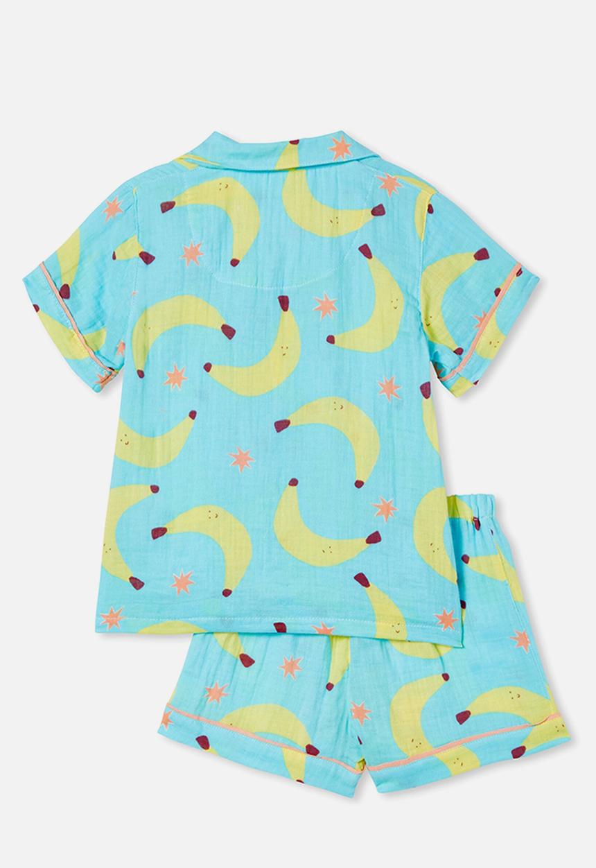 Cotton On - Andre cheesecloth short sleeve pj set - heaven blue
