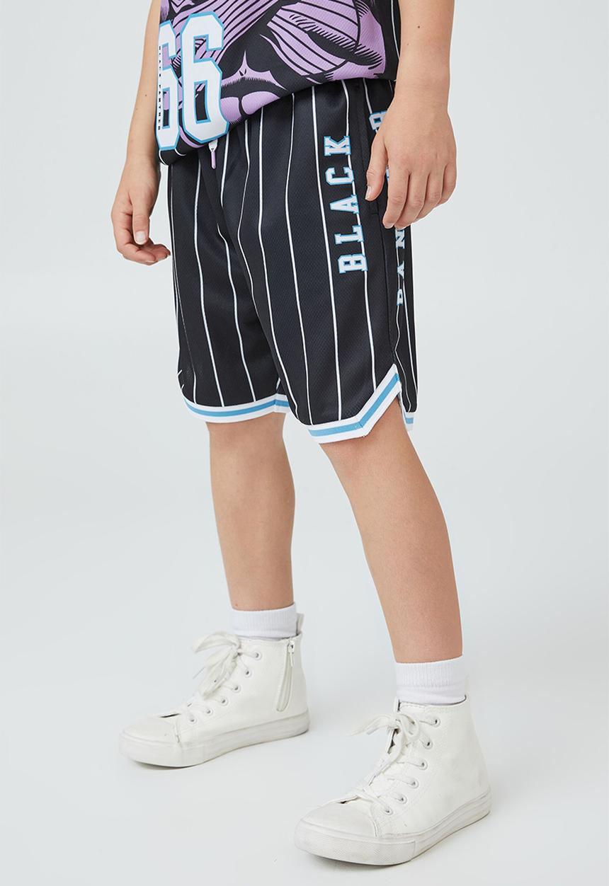 Cotton On - License marvel basketball short - lcn mar black stripe & black panther