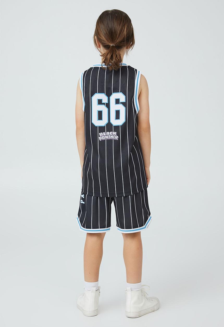 Cotton On - License marvel basketball short - lcn mar black stripe & black panther