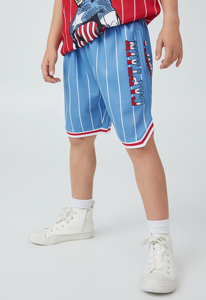 Cotton On - License marvel basketball short - lcn mar dusk blue & captain america