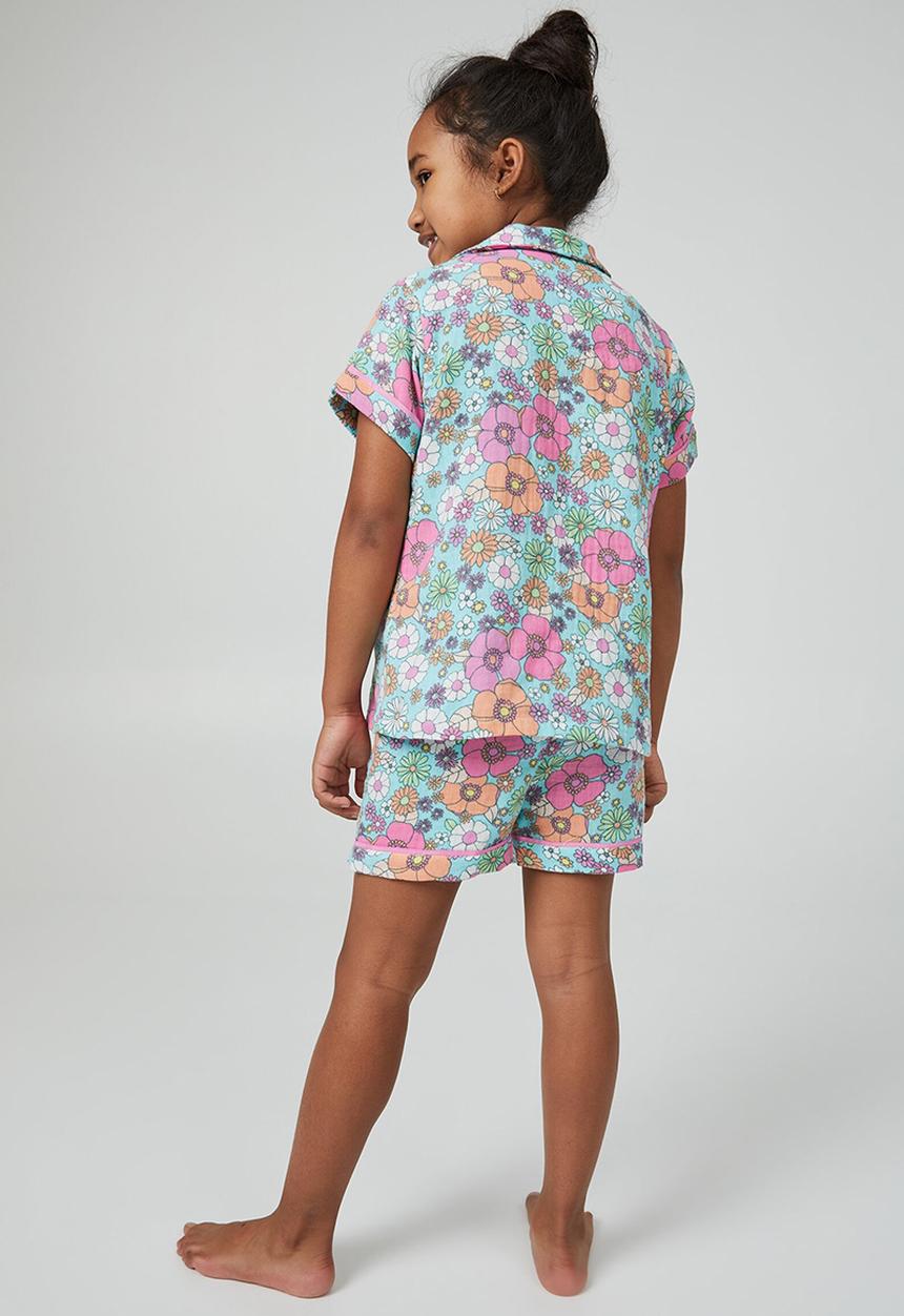Cotton On - Alexis cheesecloth short sleeve pj set - heaven blue/juniper floral
