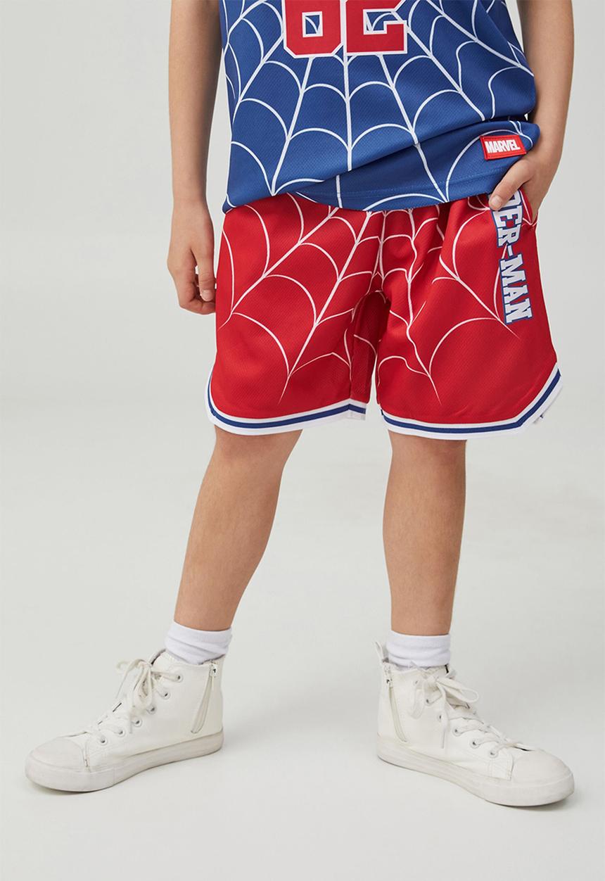 Cotton On - License marvel basketball short - lcn mar lucky red & spiderman