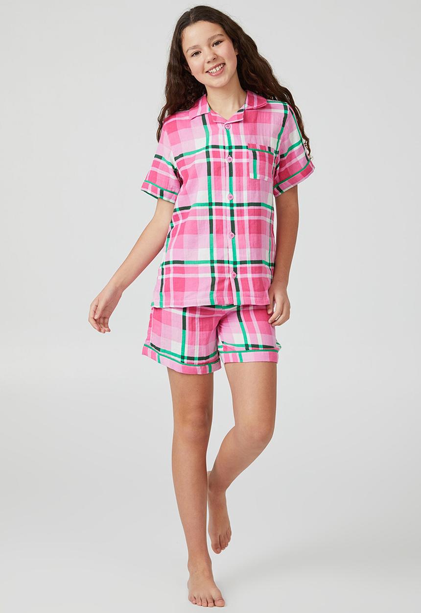 Cotton On - Alexia cheesecloth short sleeve pyjama set - bubblegum pop