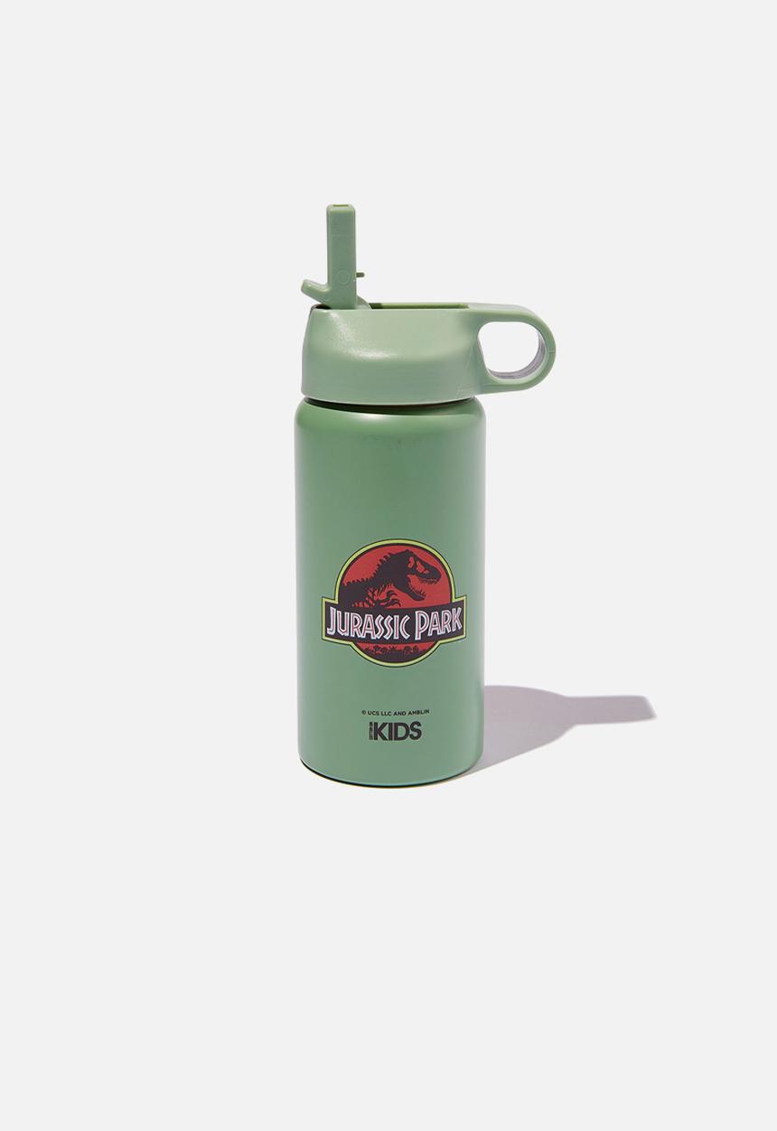 Cotton On - Kids metal drink bottle - lcn uni jurassic park retro/smashed avo