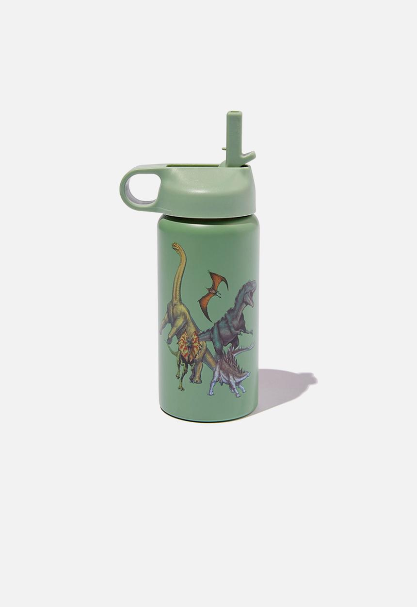 Cotton On - Kids metal drink bottle - lcn uni jurassic park retro/smashed avo