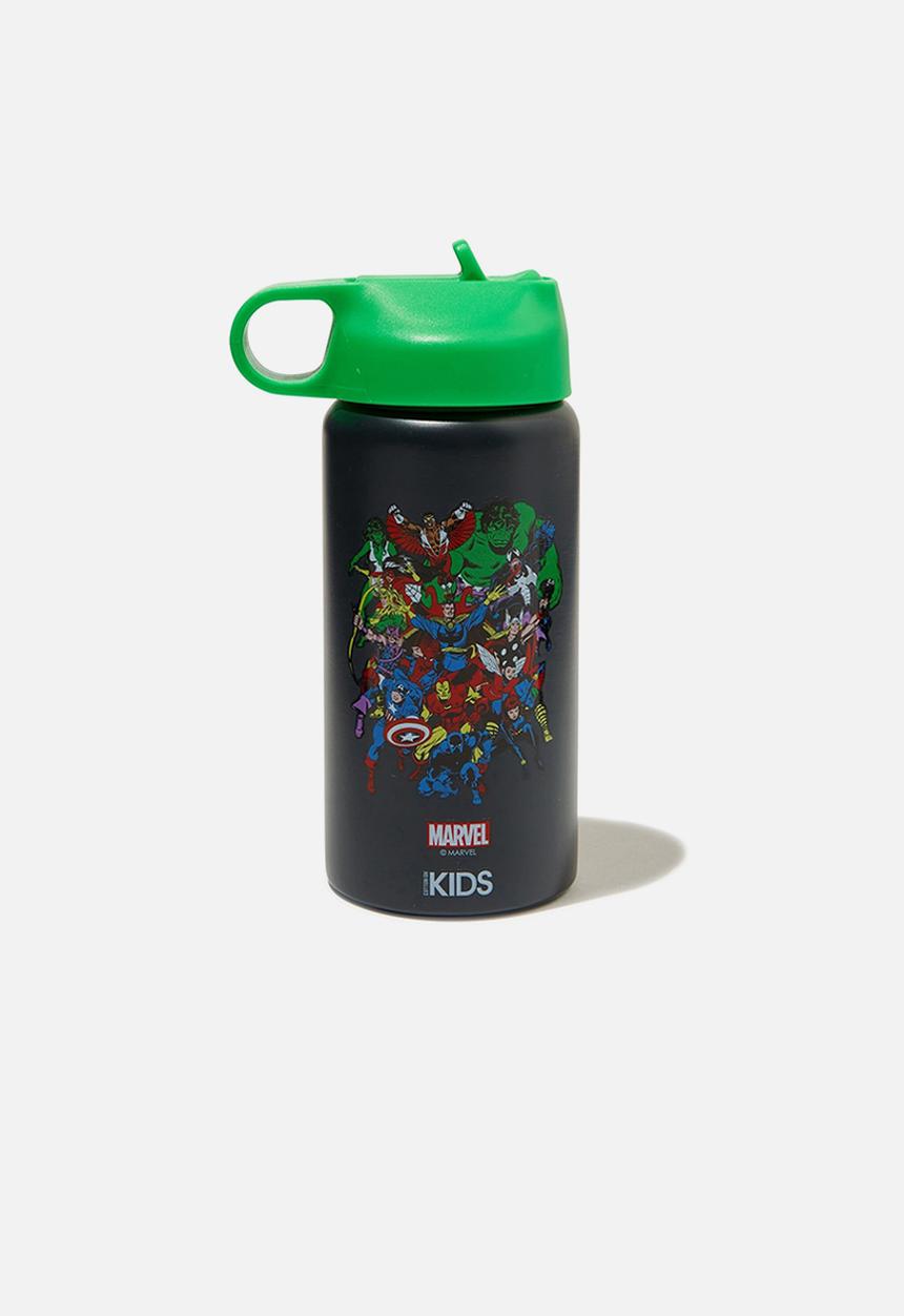 Cotton On - Kids metal drink bottle - lcn mar marvel logo & toffee apple lid