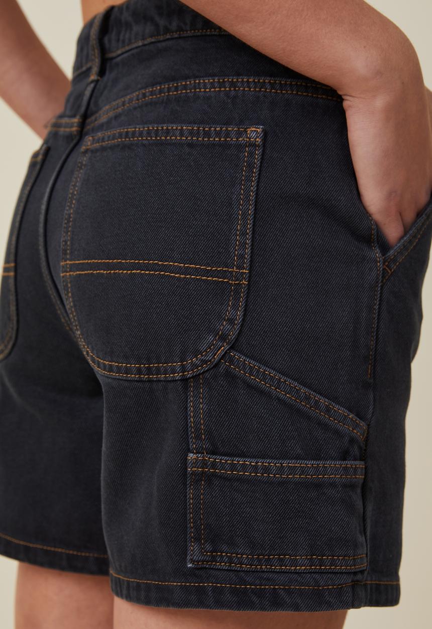 Cotton On - Utility denim short - black ink