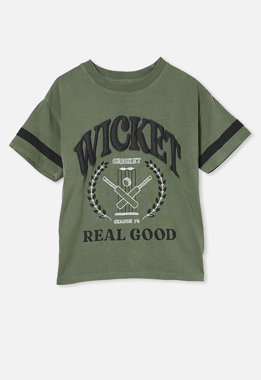 Cotton On - Stevie short sleeve embellished tee - swag green/wicket real good puff