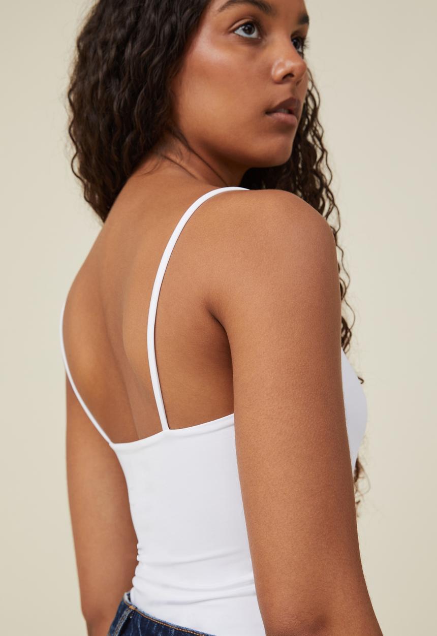 Cotton On - Sculpted straight neck bodysuit - white