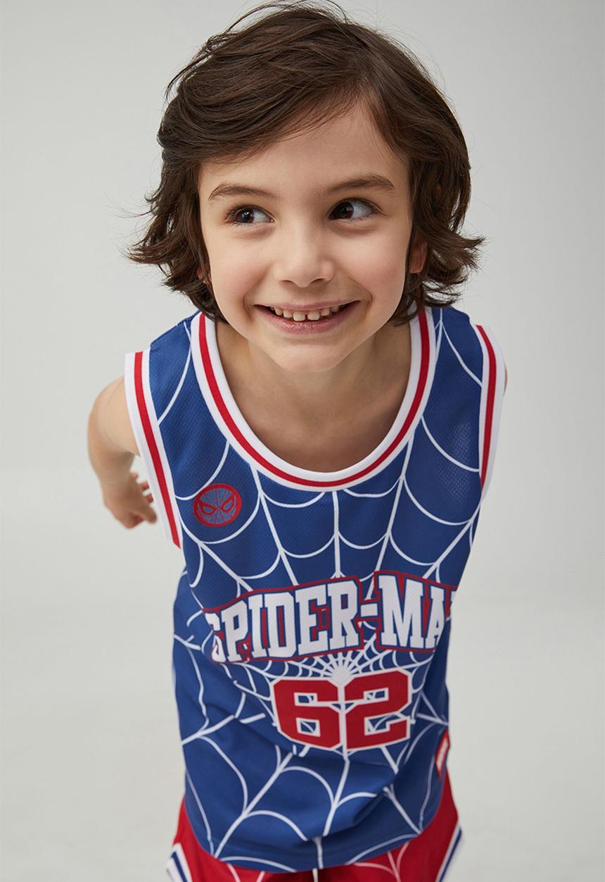 Cotton On - License marvel basketball tank - lcn mar retro blue/spiderman
