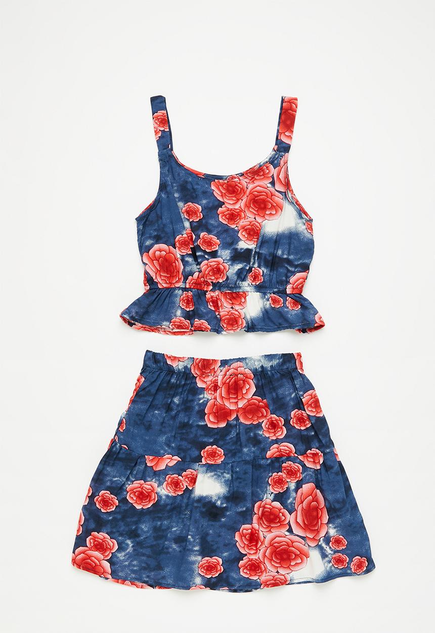 Superbalist - Blouse & skirt set - blue floral print