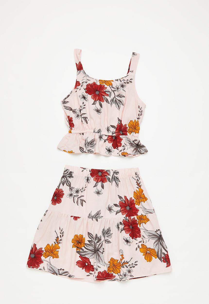 Superbalist - Blouse & skirt set - nude floral print