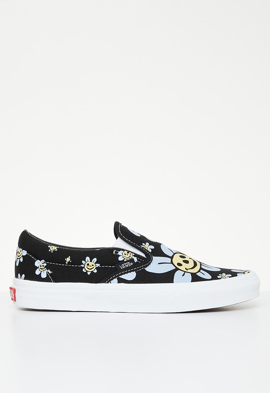 Vans - Classic slip-on -  trippy grin floral black & yellow