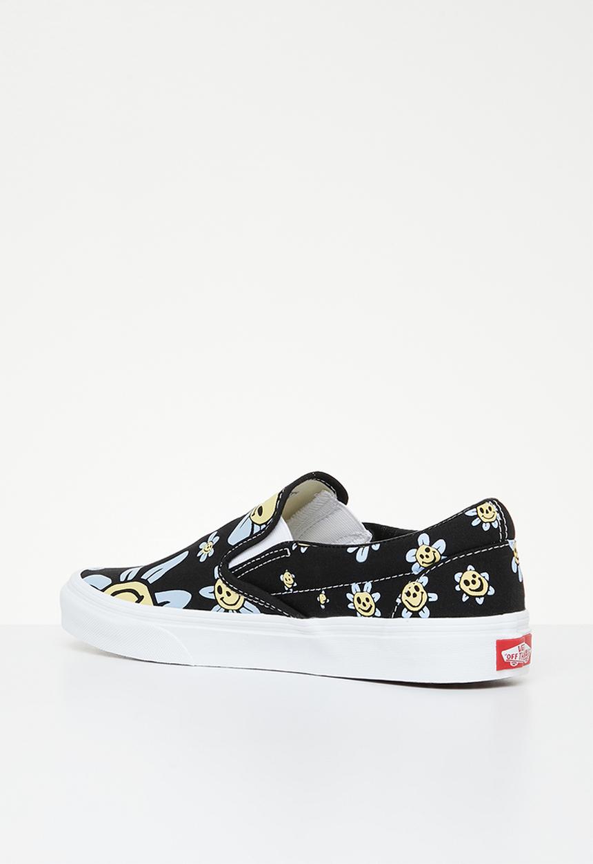 Vans - Classic slip-on -  trippy grin floral black & yellow
