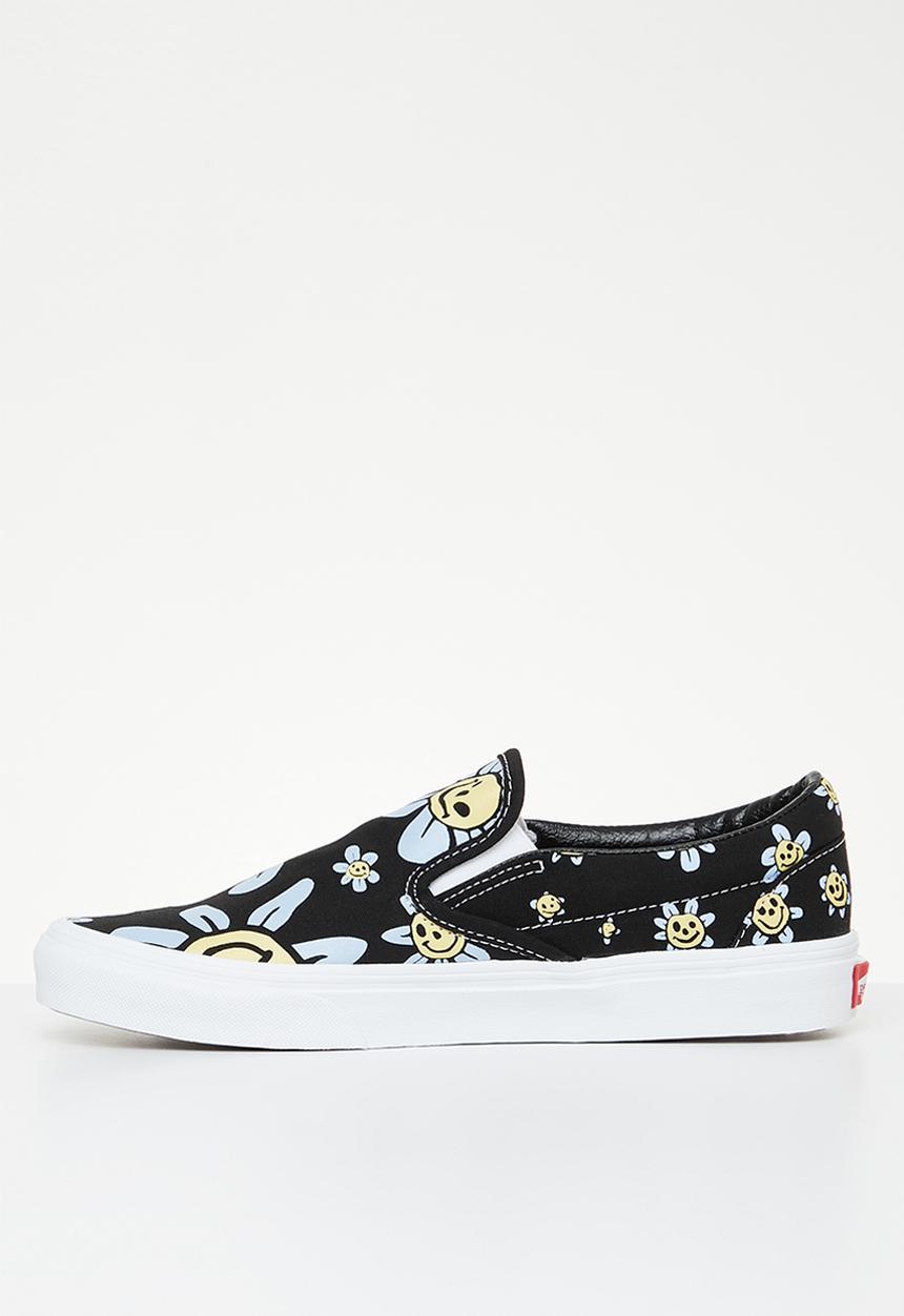 Vans - Classic slip-on -  trippy grin floral black & yellow