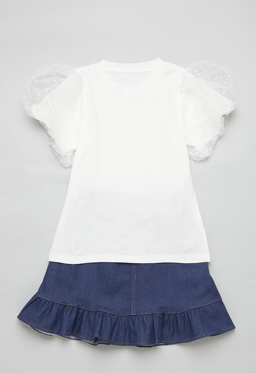 Pop Candy - Top & skirt set - white/blue