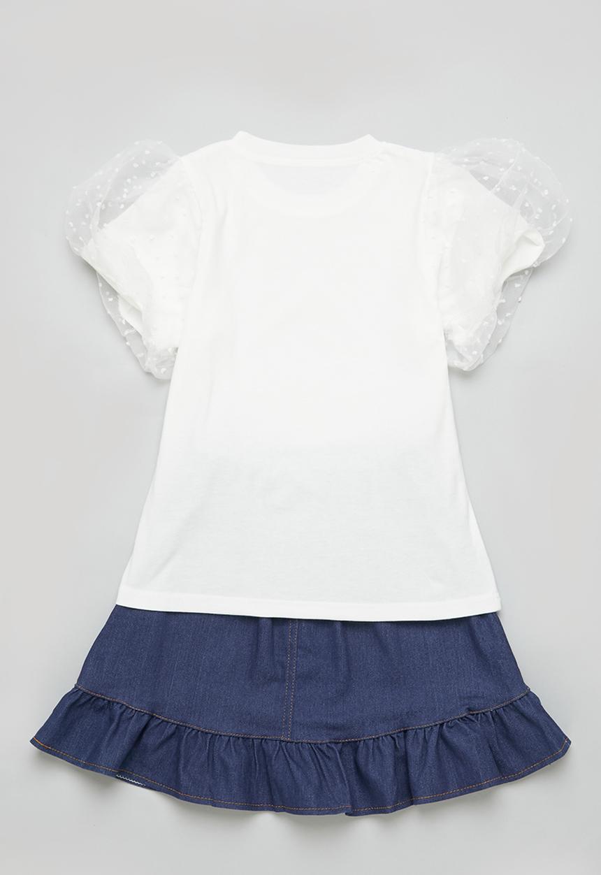 Pop Candy - Top & skirt set - white/blue