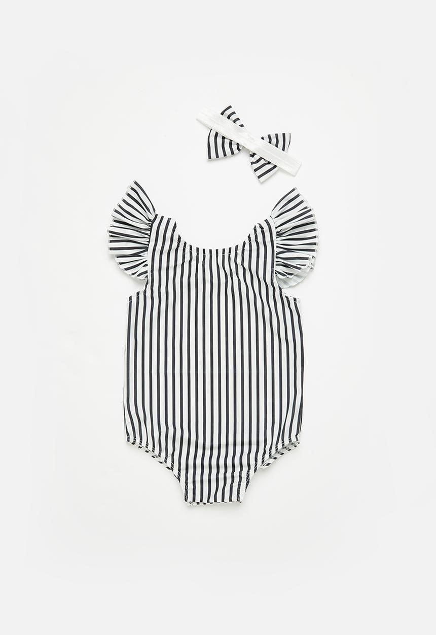 Pop Candy - Swimsuit & headband set - black & white