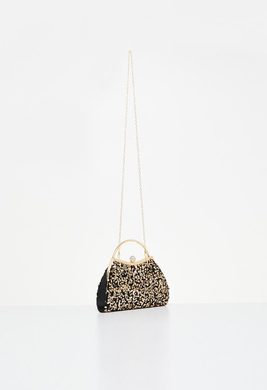 MILLA - Misty clutch bag - black & gold