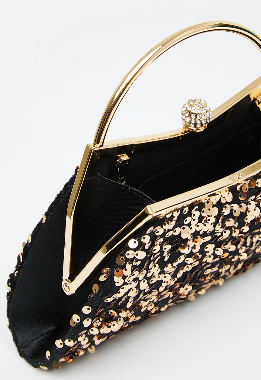 MILLA - Misty clutch bag - black & gold