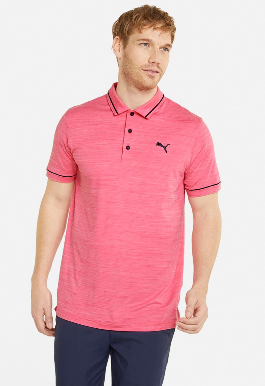 PUMA - Cloudspun golf monarch polo - sunset pink heather/navy blazer
