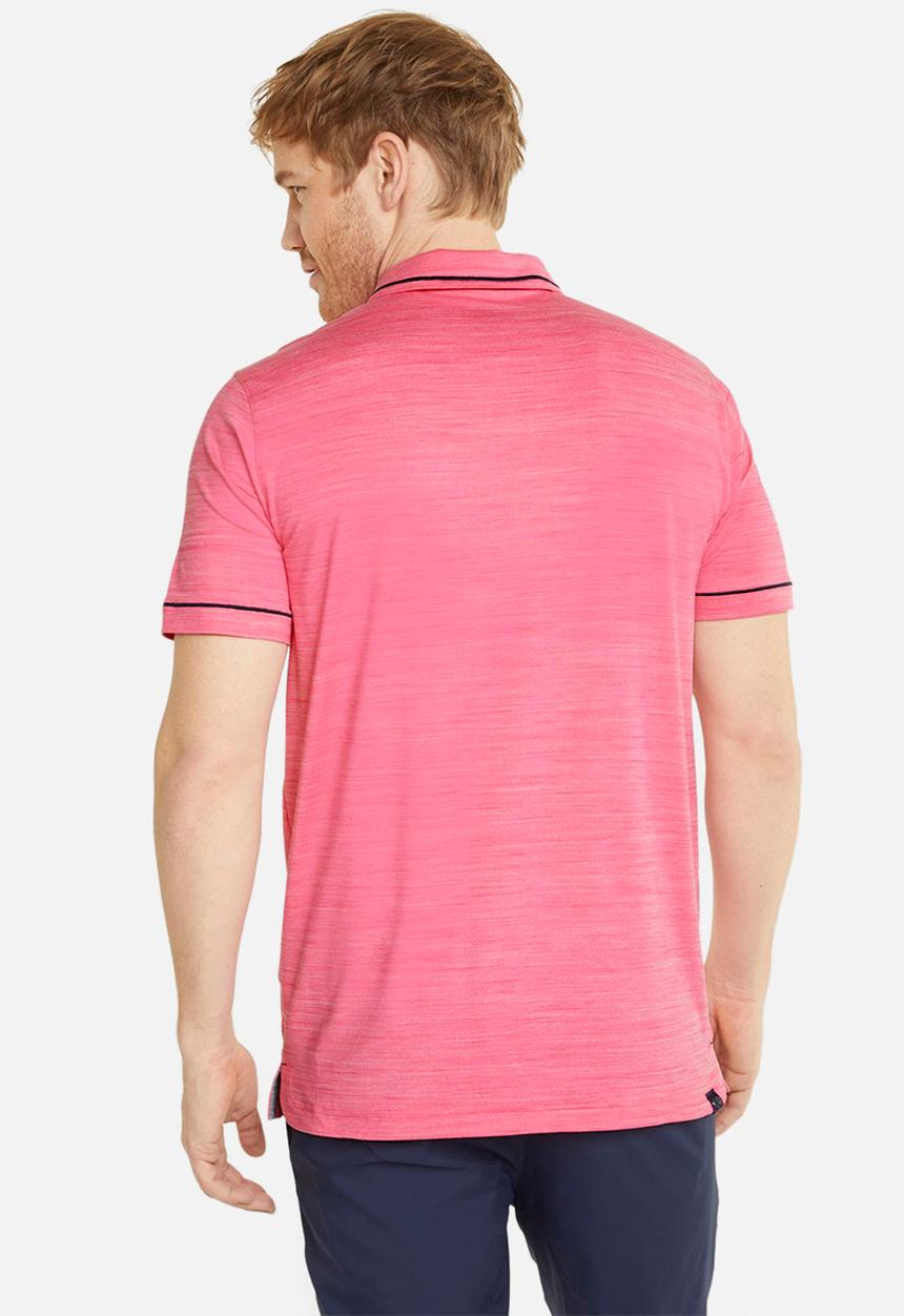 PUMA - Cloudspun golf monarch polo - sunset pink heather/navy blazer