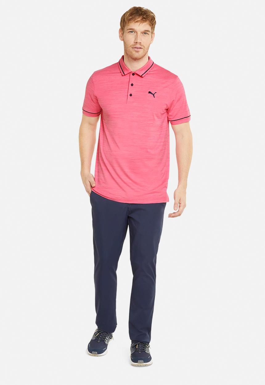 PUMA - Cloudspun golf monarch polo - sunset pink heather/navy blazer