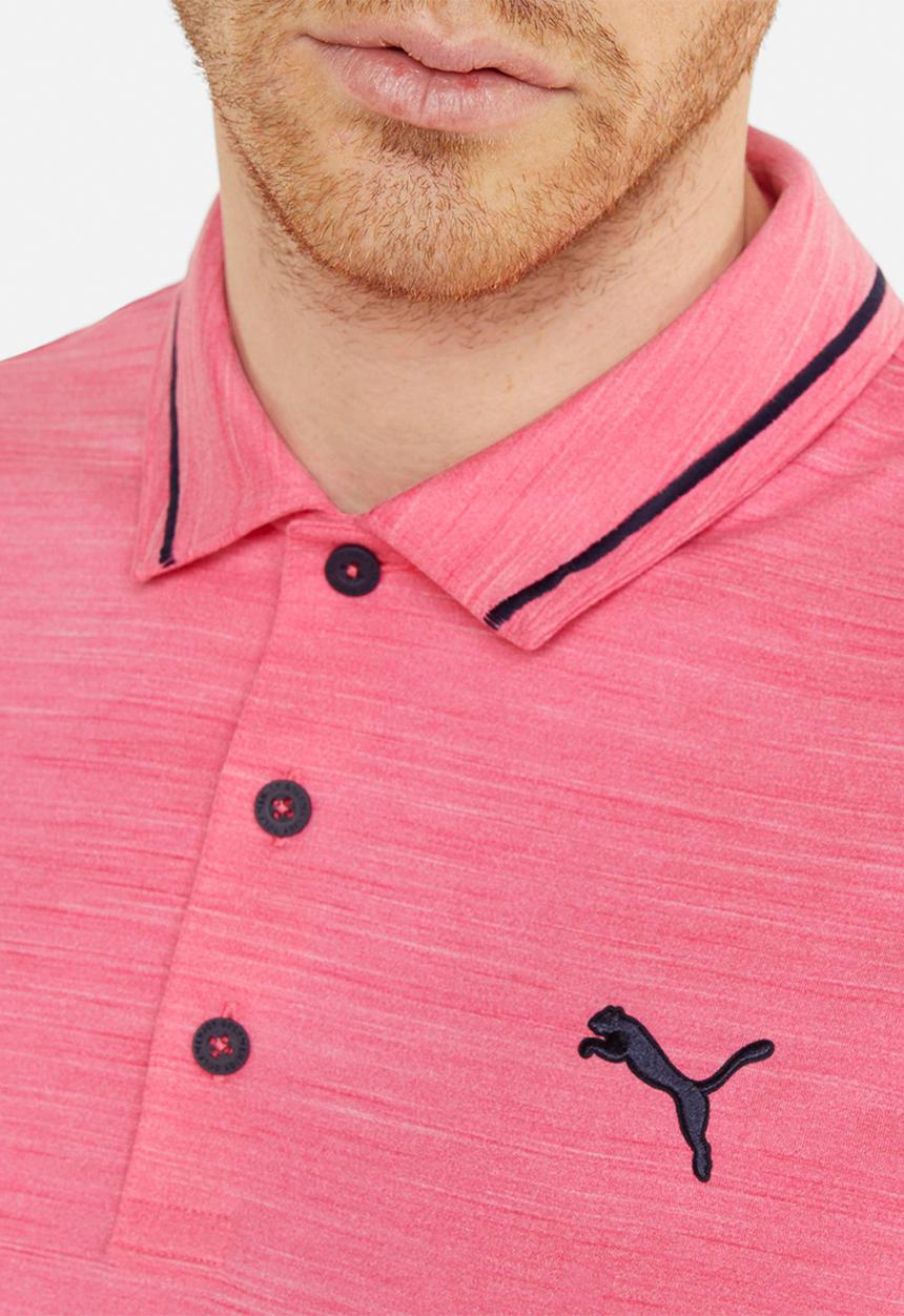 PUMA - Cloudspun golf monarch polo - sunset pink heather/navy blazer