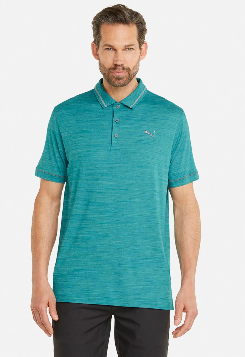 PUMA - Cloudspun golf monarch polo - dusty aqua heather/quiet shade
