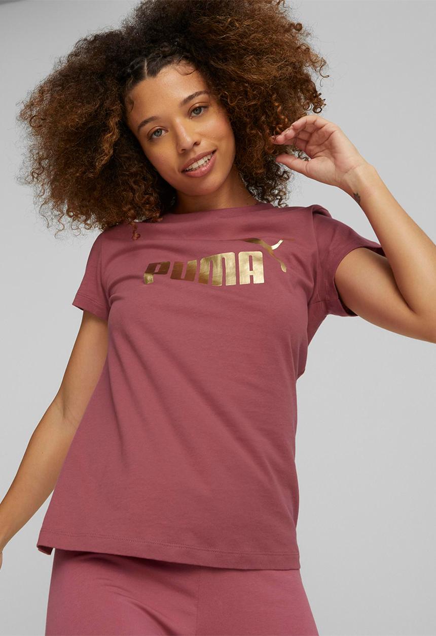 PUMA - Ess+ metallic logo tee - dusty orchid