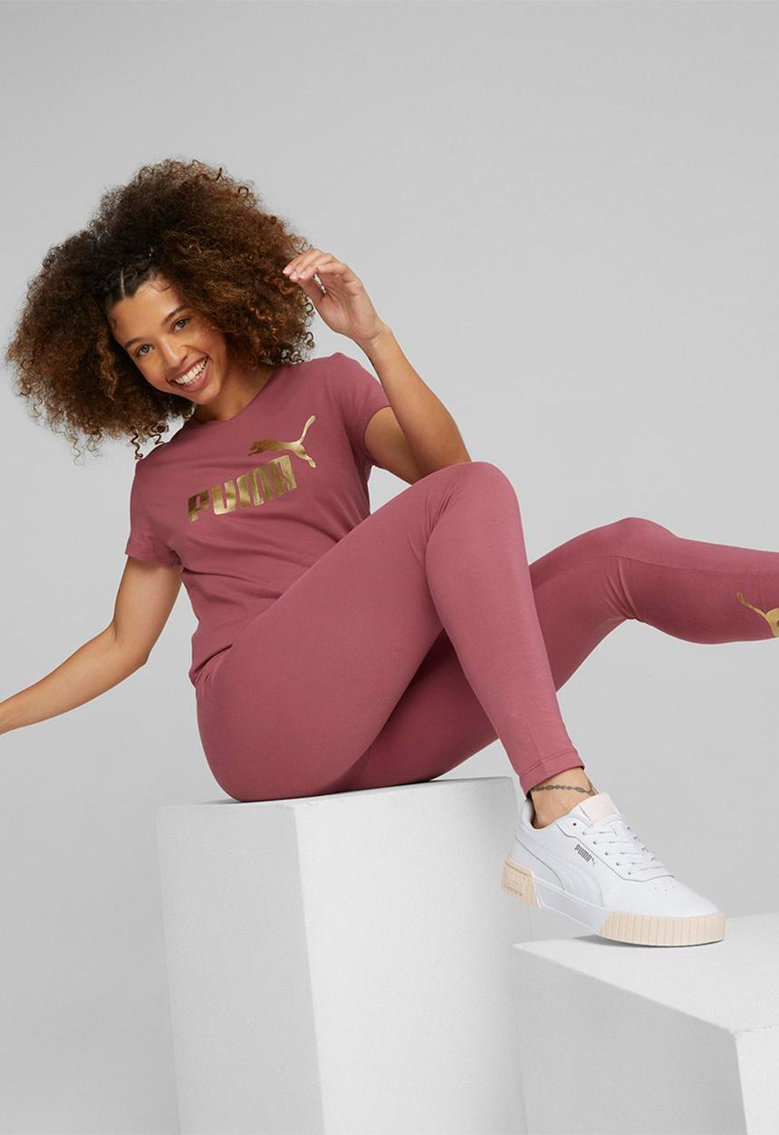 PUMA - Ess+ metallic logo tee - dusty orchid
