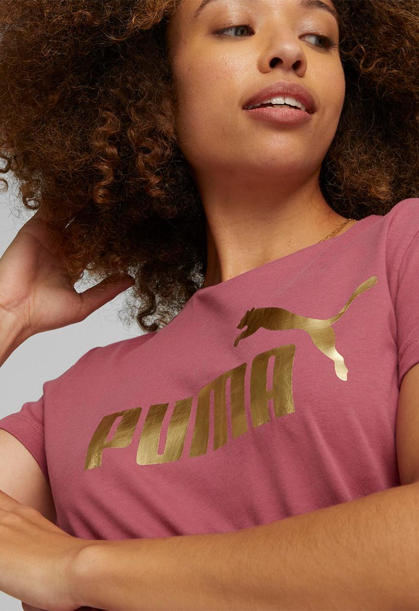 PUMA - Ess+ metallic logo tee - dusty orchid