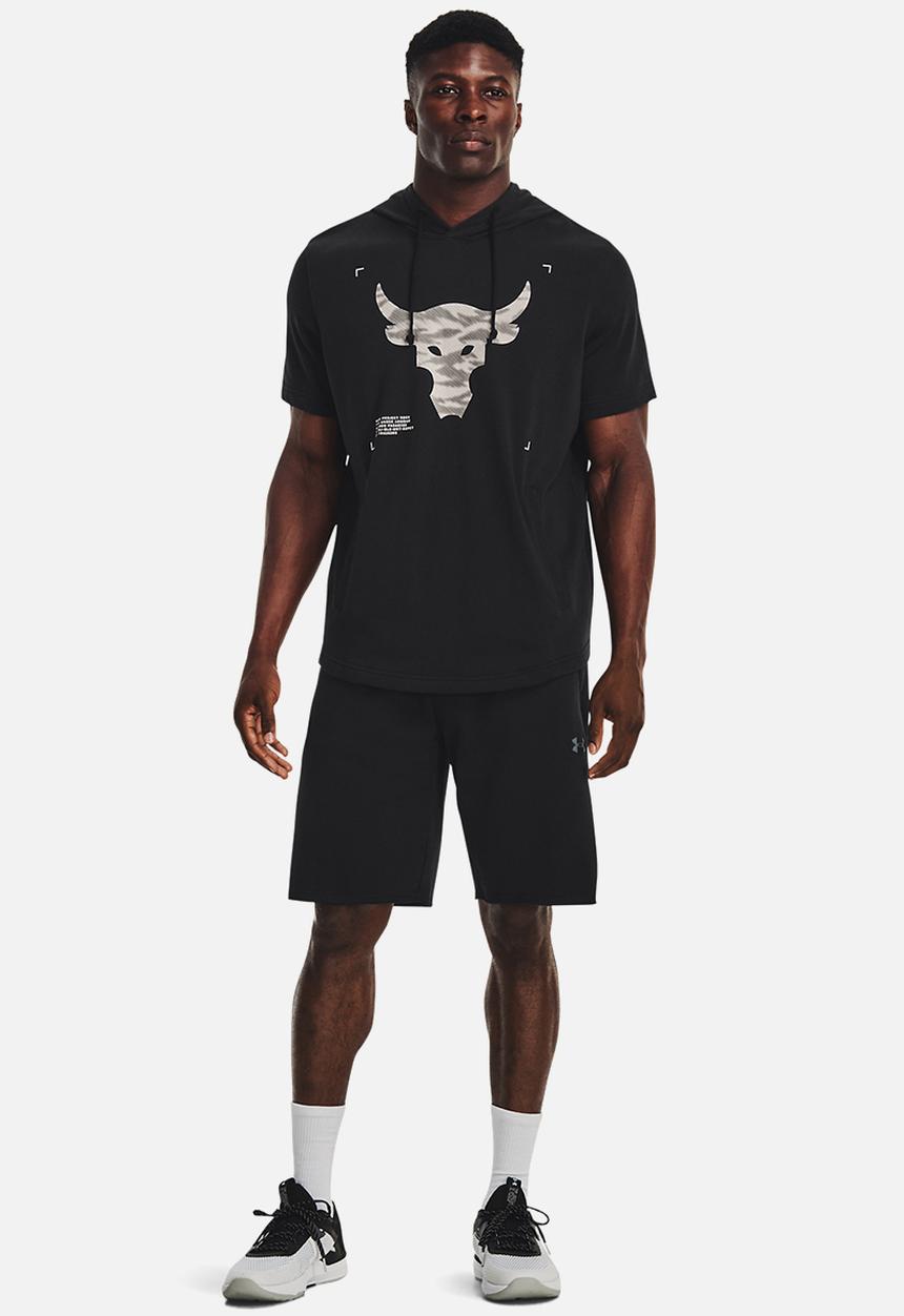 Under Armour - UA Project Rock  terry short sleeve hoodey - black